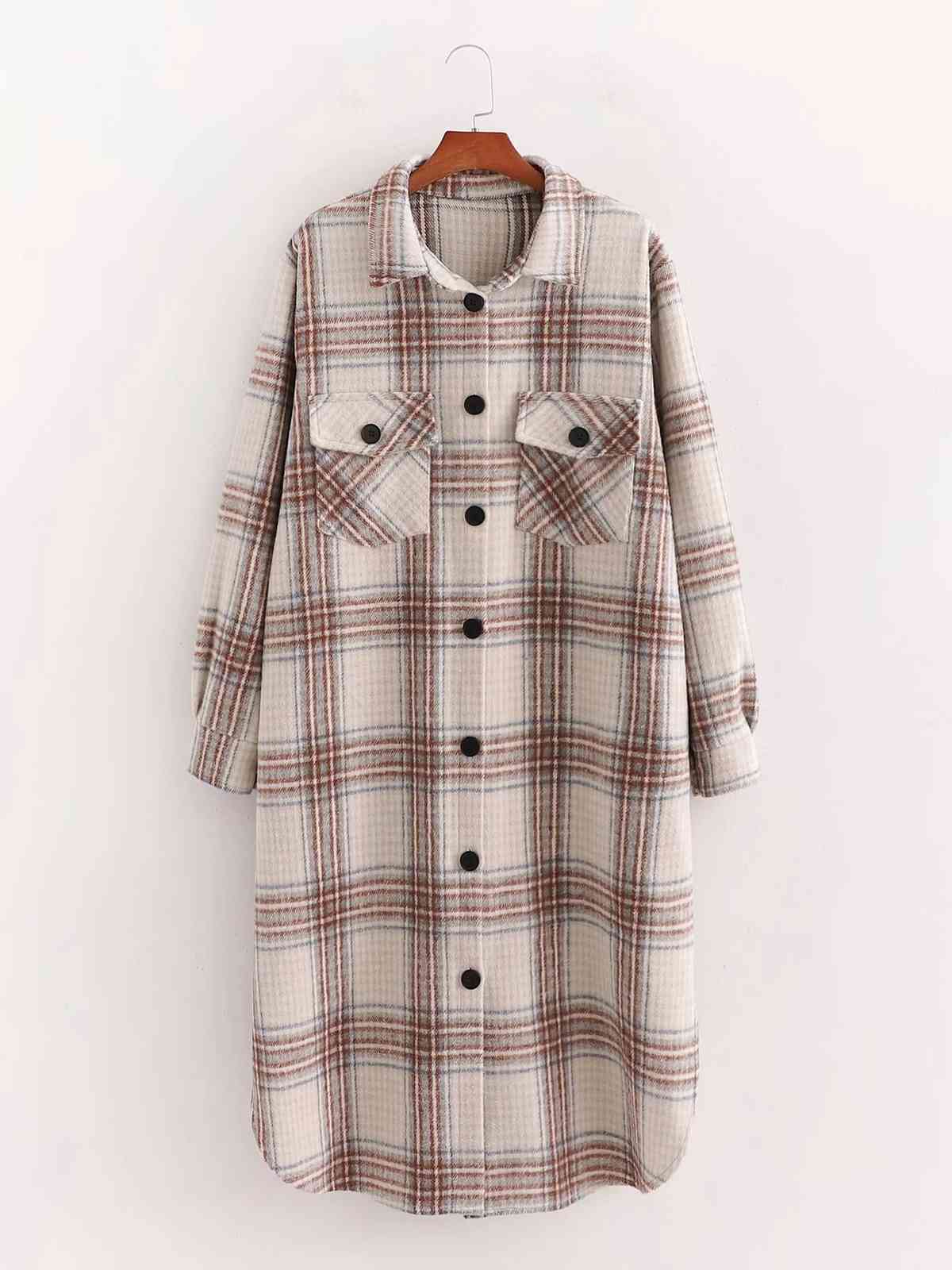 Winter vintage loose plaid Woolen jacket women long coat casual thick oversize female Over 210521