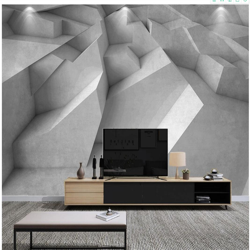 3d wallpapers Gray and white three-dimensional geometric living room background wall