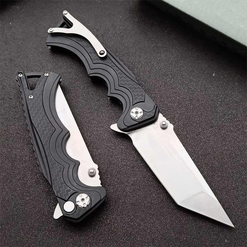 High Quality Flipper Folding Knife 8Cr13Mov Stone Wash Tanto Point Blade Glass-reinforced polyamide Handle Ball Bearing Folder Knives