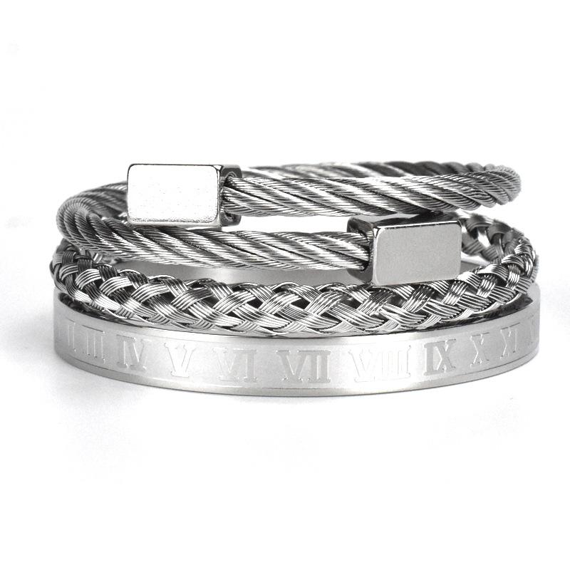 Charm Bracelets 2021 Selling Retro Versatile Roman Letter Woven Square Stainless Steel Bracelet Set Men
Charm Bracelets 2021 Selling Retro Versatile Roman Letter Woven Square Stainless Steel Bracelet Set Men