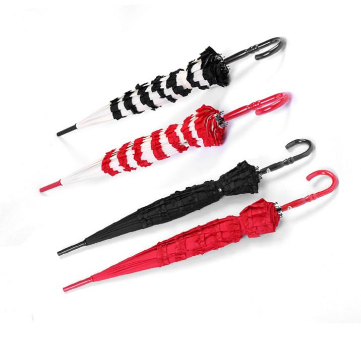 30pcs Princess Royal Sun Umbrella Lady Pagoda Fancy Lace Sunshade Parasol Straight Long Handle Wedding Party Decoration SN2495