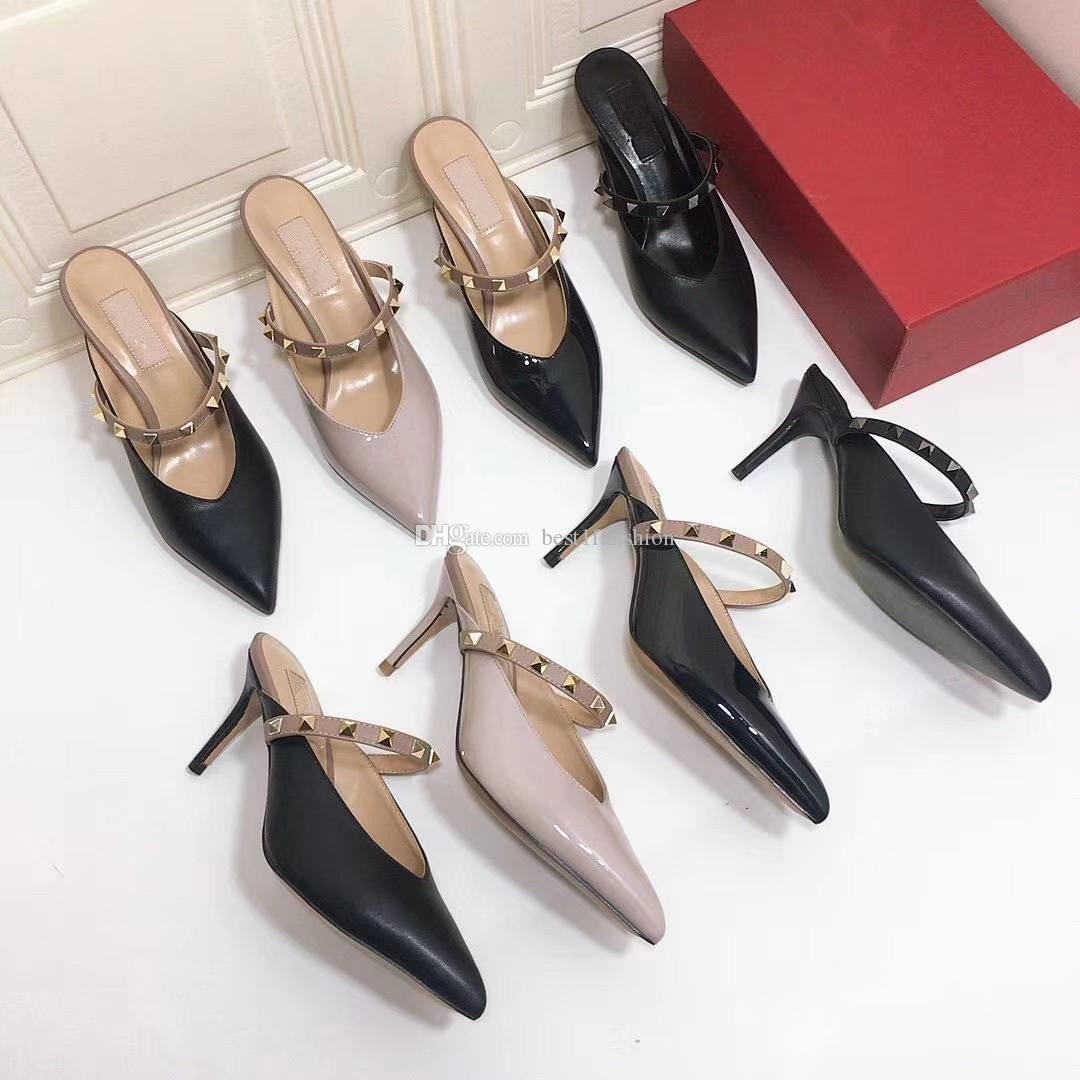 VALENTINOWomen pump mules designer 8CM high mule one strip with rock ship rivet studs luxury women casual dress shoes EUR34-42 wit MYo
VALENTINOWomen pump mules designer 8CM high mule one strip with rock ship rivet studs luxury women casual dress shoes EUR34-42 wit MYo