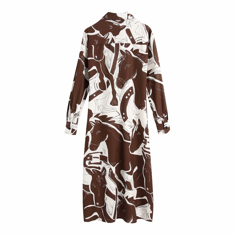 Vinateg Woman Printed Chiffon Long Shirt Dress Spring Fashion Ladies Side Slit Desses Female Elegant Streetwear 210515