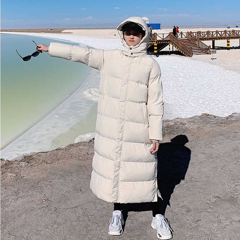 Winter Clothe Woman Parkas X-long Black Beige Thick Warm Jacket Ankle Length 211013