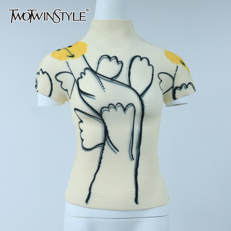 TWOWINSYLE Casual Print Shirt For Women Stand Collar Short Sleeve Hit Color Slim Shirts Female Summer Fashion Stylish 210524, Apricot
TWOWINSYLE Casual Print Shirt For Women Stand Collar Short Sleeve Hit Color Slim Shirts Female Summer Fashion Stylish 210524, Apricot