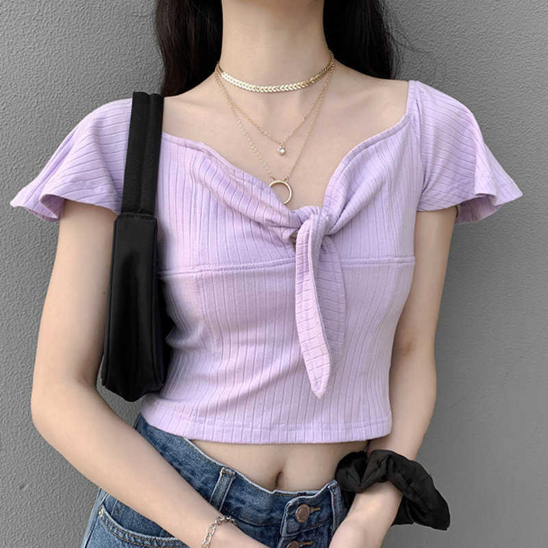 Summer Top Women's Bow Thread Short Sleeve T-shirt Elastic Slim Large V-neck Tops Sexy QER5 210603, Gray
Summer Top Women's Bow Thread Short Sleeve T-shirt Elastic Slim Large V-neck Tops Sexy QER5 210603, Gray
