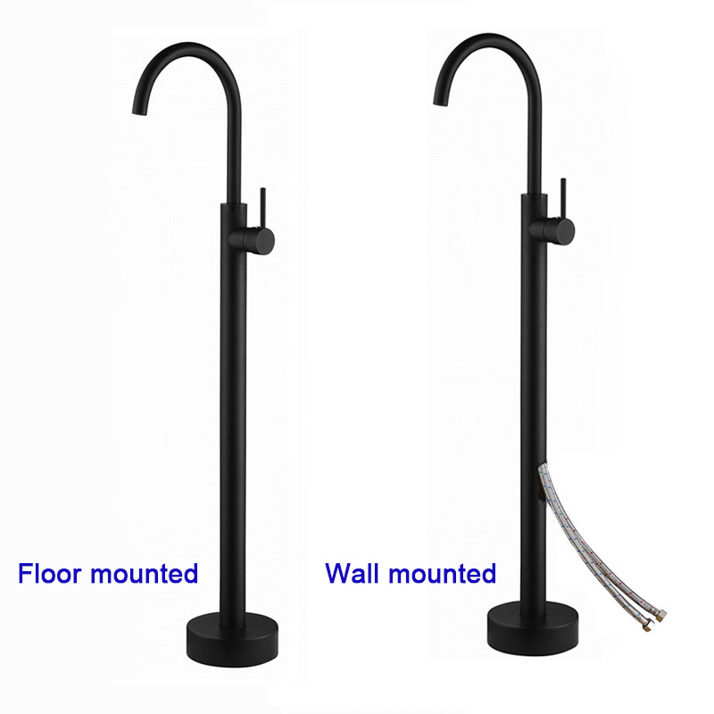 Black Bathroom Floor Stand Bath tub Faucet Single Function H& Cold Water Mixer Bathtub Tap Chrome/Black/Gold