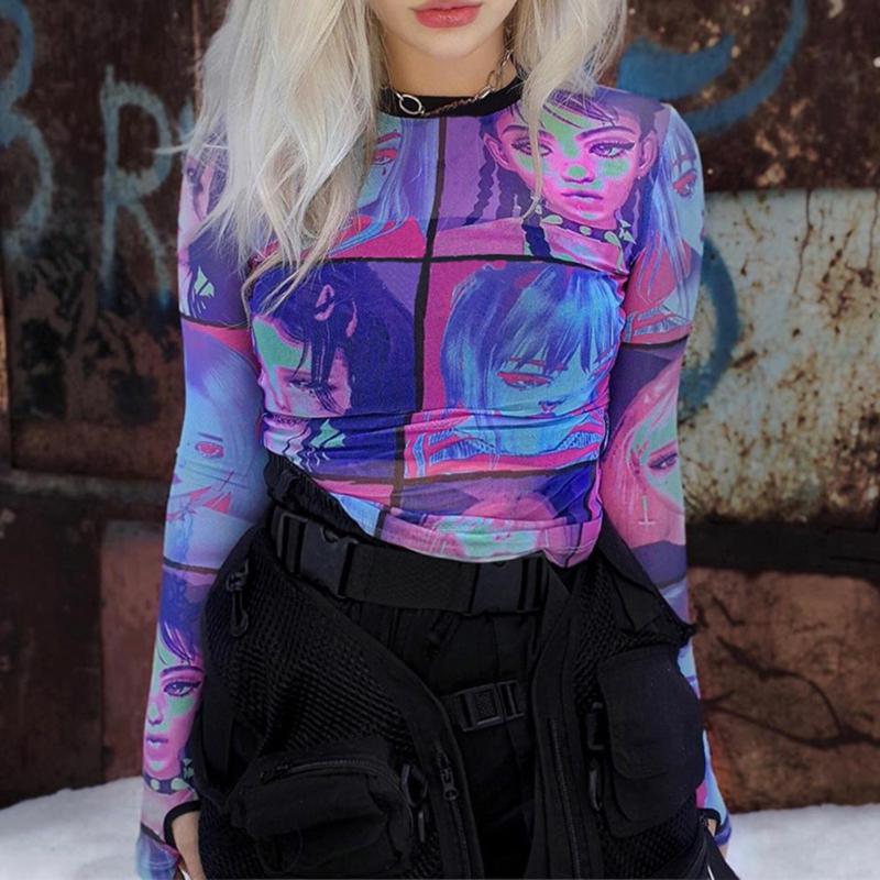Women's T-Shirt Cartoon Print Mesh See-through Sexy Tops Spring Summer Women Fashion Streetwear Long Sleeve T-shirts Club Wear Harajuke, As pic
Women's T-Shirt Cartoon Print Mesh See-through Sexy Tops Spring Summer Women Fashion Streetwear Long Sleeve T-shirts Club Wear Harajuke, As pic