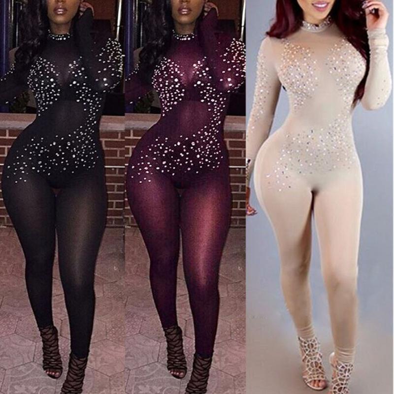 Women' Jumpsuits & Rompers Sexy Women Mesh Jumpsuit Bodycon Black Lace Sheer Night Party Club Casual Rhinestone Long Sleeve Female Overalls, Wine red
Women' Jumpsuits & Rompers Sexy Women Mesh Jumpsuit Bodycon Black Lace Sheer Night Party Club Casual Rhinestone Long Sleeve Female Overalls, Wine red