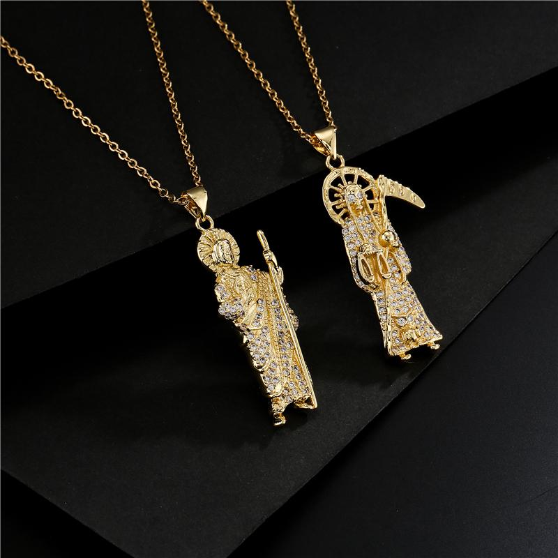 Pendant Necklaces Classic Grim Reaper Priest Design Necklace For Women Men Gold Chain Luxury Bling Cubic Zirconia Jewelry Wholesale
Pendant Necklaces Classic Grim Reaper Priest Design Necklace For Women Men Gold Chain Luxury Bling Cubic Zirconia Jewelry Wholesale