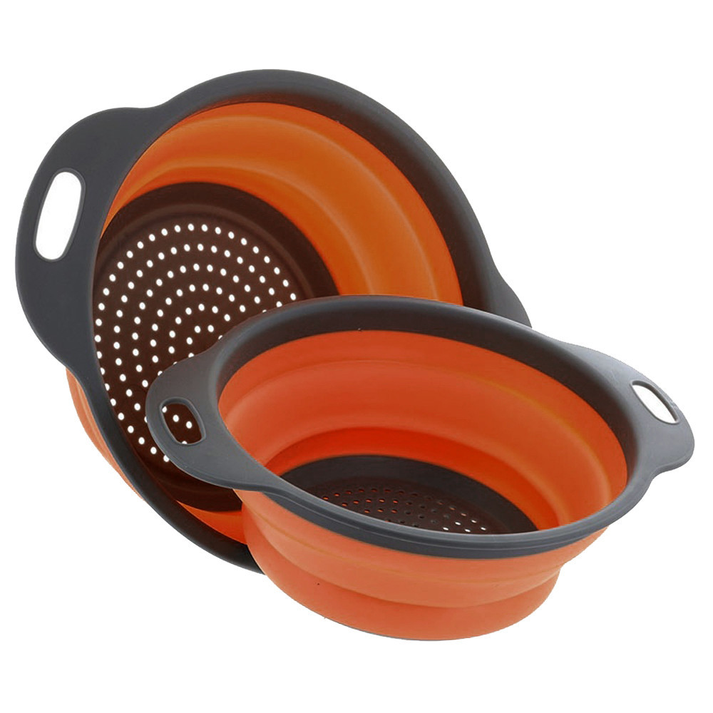Folding vegetable fruit dishwasher basket orange/green/red silicone strainer for kitchen strainer kitchen tool