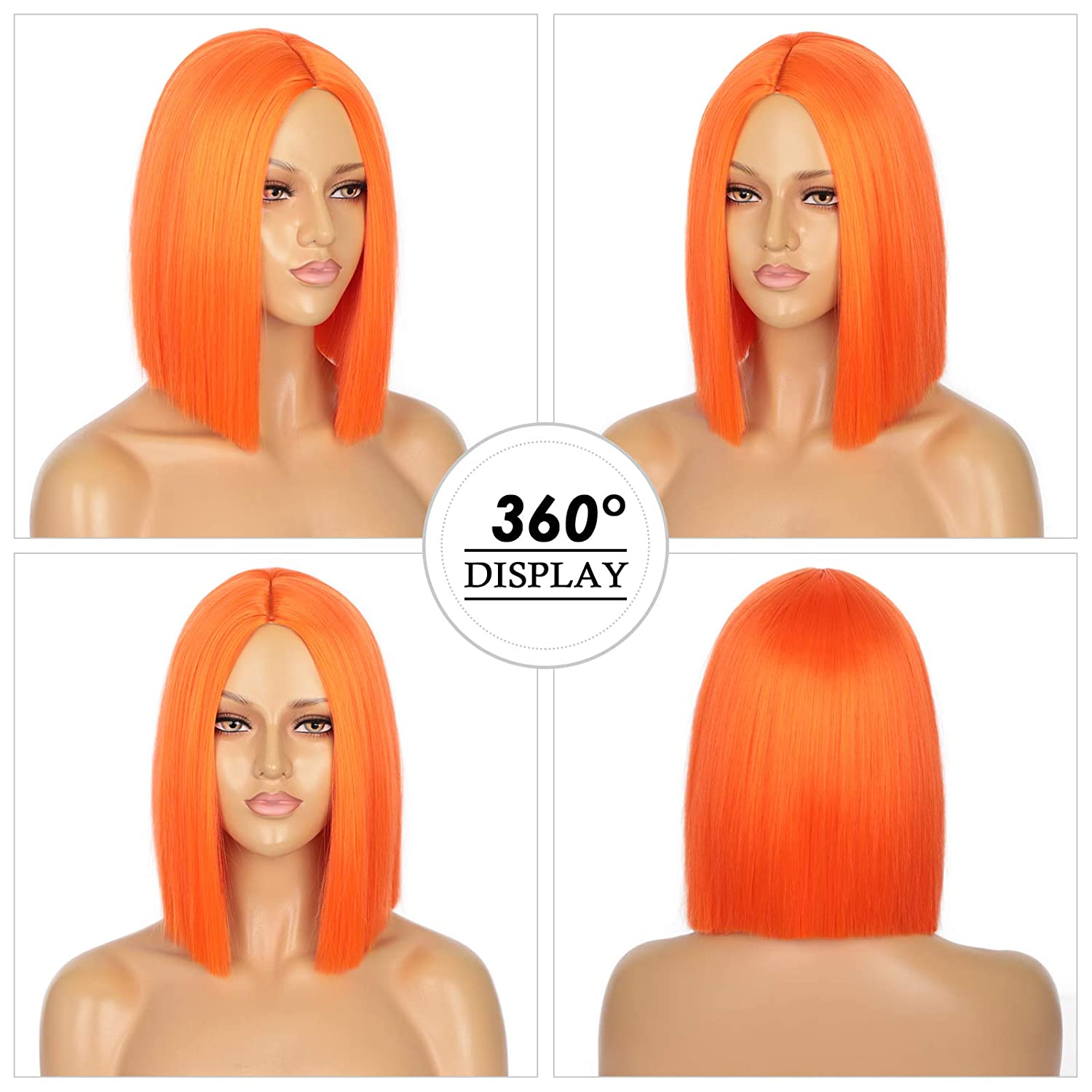 Woemns Short Hair Synthetic Straight Bob Cut Wig Middle Part Shoulder Length Fashion Wigs for Women Cosplay