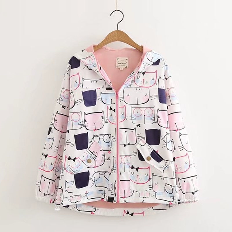Spring Autumn Jacket Womens Animal Pattern Cartoon Short Ladies Causal Loose Hooded Windbreaker Jaqueta Feminina 210602
Spring Autumn Jacket Womens Animal Pattern Cartoon Short Ladies Causal Loose Hooded Windbreaker Jaqueta Feminina 210602