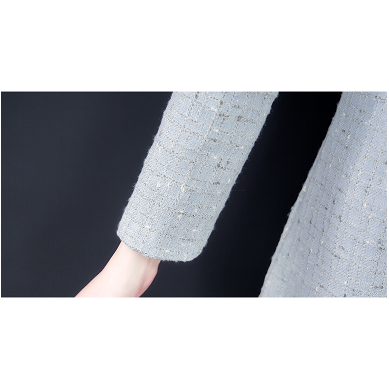 Fashion Tweed Dress Robe Women Clothing Autumn And Winter Elegant Diamond Button Party Vestido Da Festa 210520