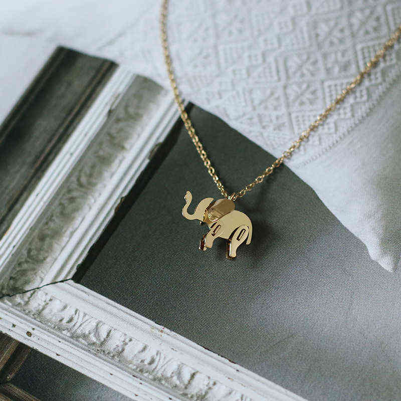 YUN RUO Elephant Pendant Necklace Rose Gold Color Fashion Titanium Steel Woman Jewelry Christmas Gift Never Fade Drop Shipping H1125