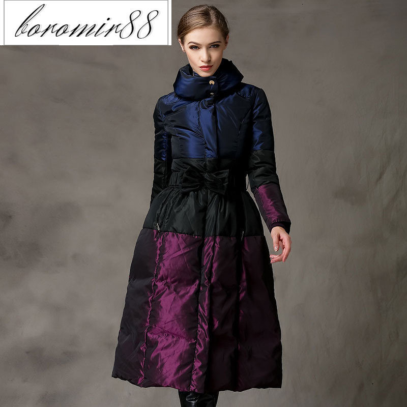 Lengthened lace up waist closing winter dress slim and thickened down jacket for women, Purple
Lengthened lace up waist closing winter dress slim and thickened down jacket for women, Purple