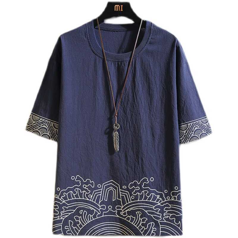 Japanese The Great Wave Shirt Summer Cool Print shirt Casual O-Neck Men shirt Kanagawa -shirt 210629