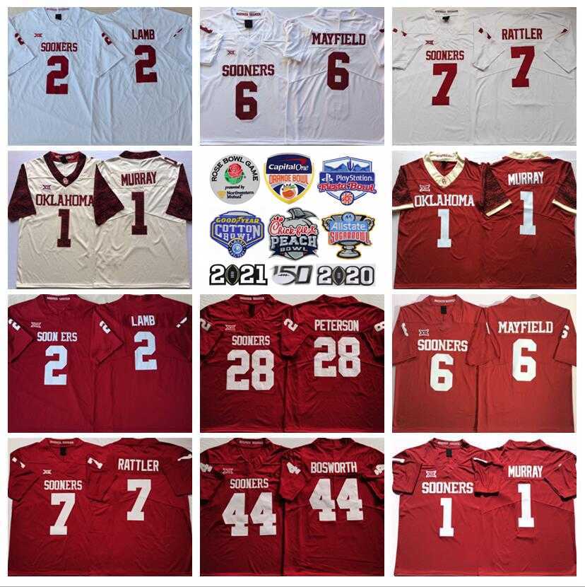 NCAA Football Oklahoma Sooners College 44 Brian Bosworth Jersey 2 CeeDee Lamb 28 Adrian Peterson 1 Kyler Murray Spencer Rattler Baker Mayfield University Red White, 6 red
NCAA Football Oklahoma Sooners College 44 Brian Bosworth Jersey 2 CeeDee Lamb 28 Adrian Peterson 1 Kyler Murray Spencer Rattler Baker Mayfield University Red White, 6 red
