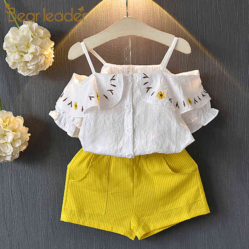 Girls Clothing Sets Summer Short T-shirt+Love Print Pants 2Pcs for Kids Baby Clothes 210429