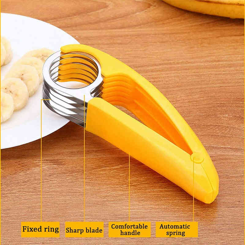 New Banana Cutter Fruit Vegetable Sausage Stainless Steel Slicer Salad CutterTools Cooking Tools Kitchen Accessories Gadgets
