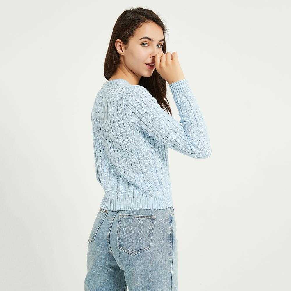 Wixra Women's Cardigan Sweater Autumn Basic Casual V-Neck Solid Long Sleeve Sweater Female Tops 210918