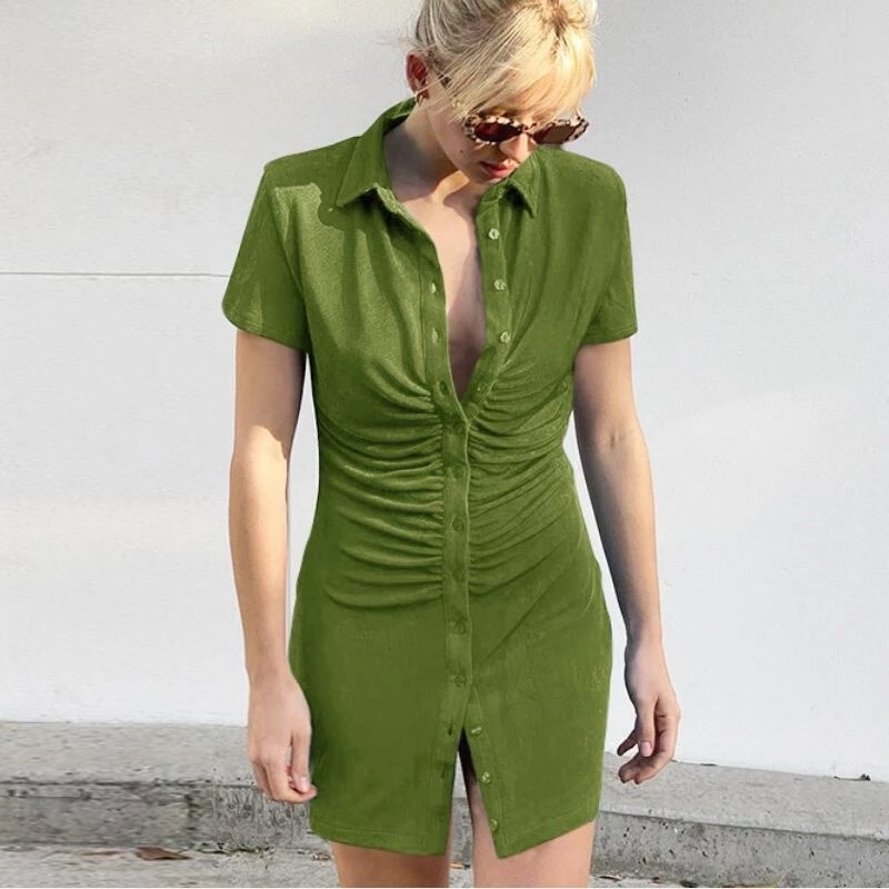 Lucyever Summer Sexy Bodycon Dresses Women Short Sleeve Ruched Shirt Dress Woman Fashion Slim Club Mini Dress Femme 210521, White
Lucyever Summer Sexy Bodycon Dresses Women Short Sleeve Ruched Shirt Dress Woman Fashion Slim Club Mini Dress Femme 210521, White