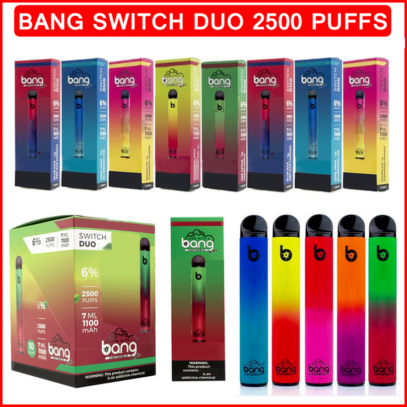 2500 Puffs Electronic Cigarette Bang Switch Duo 2 in 1 Disposable Vape Pen Device 1100mAh Battery 7ml Pods Prefilled Liquid Catridges vs XXL Pro Max
2500 Puffs Electronic Cigarette Bang Switch Duo 2 in 1 Disposable Vape Pen Device 1100mAh Battery 7ml Pods Prefilled Liquid Catridges vs XXL Pro Max