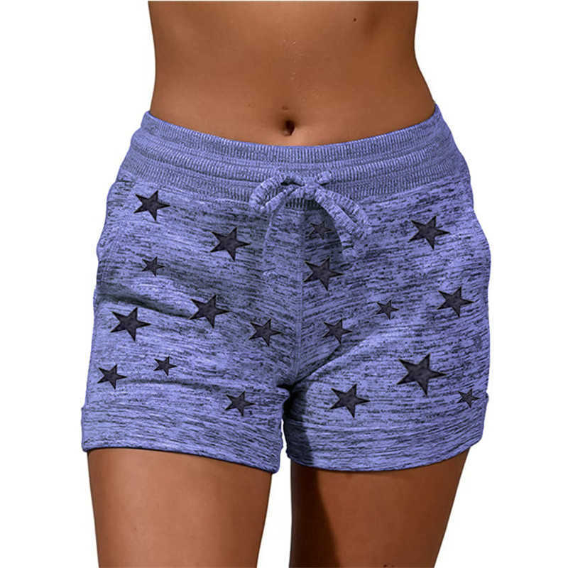 Summer Women Casual Sports Elastic Waist Shorts Plus Size Ladies Print Sports Jogger Soft Slim Female Shorts Sweatpants 210611