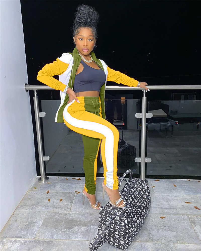 fall winter clothing women tracksuits jogger suit long sleeve outfits jacketpants panelled two piece set plus size s2xl sports suits