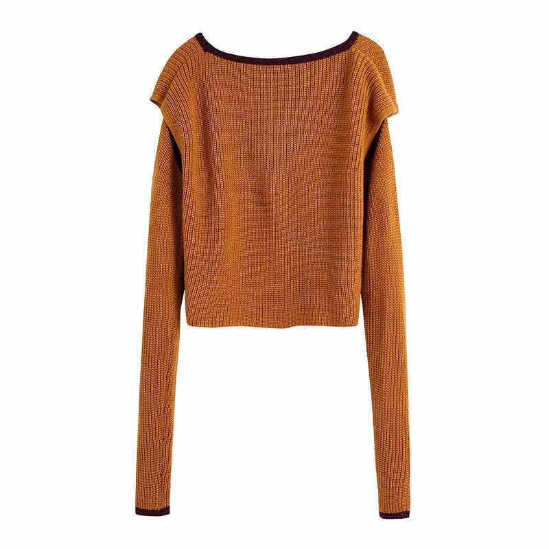 Casual Women O Neck Sleeve Double Wear Knitter Spring-autumn Fashion Ladies England Style Sweater Female Linen 210527