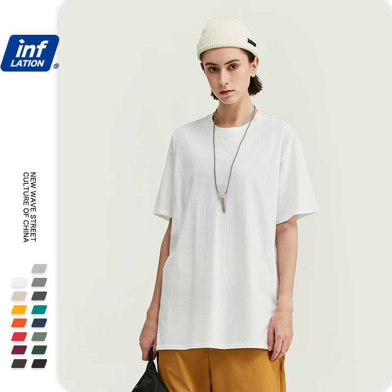 INFLATION Summer Men T-shirt Multicolor Short Sleeve T-Shirt Unisex 100% Cotton Tee Shirts Round Neck Casual Tees 035S16 210629