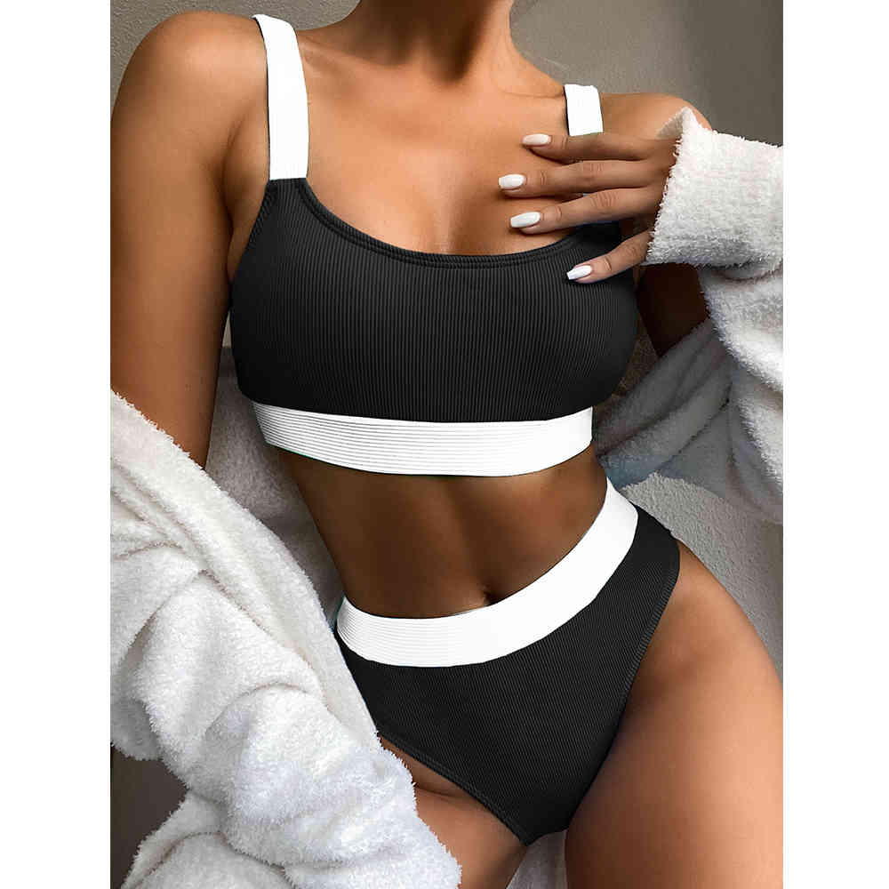 High Waist Bikini Sexy Swimwear Women Push Up Swimsuit Female Patchwork Bathing Suits Summer Beach Wear Set Lady 210521