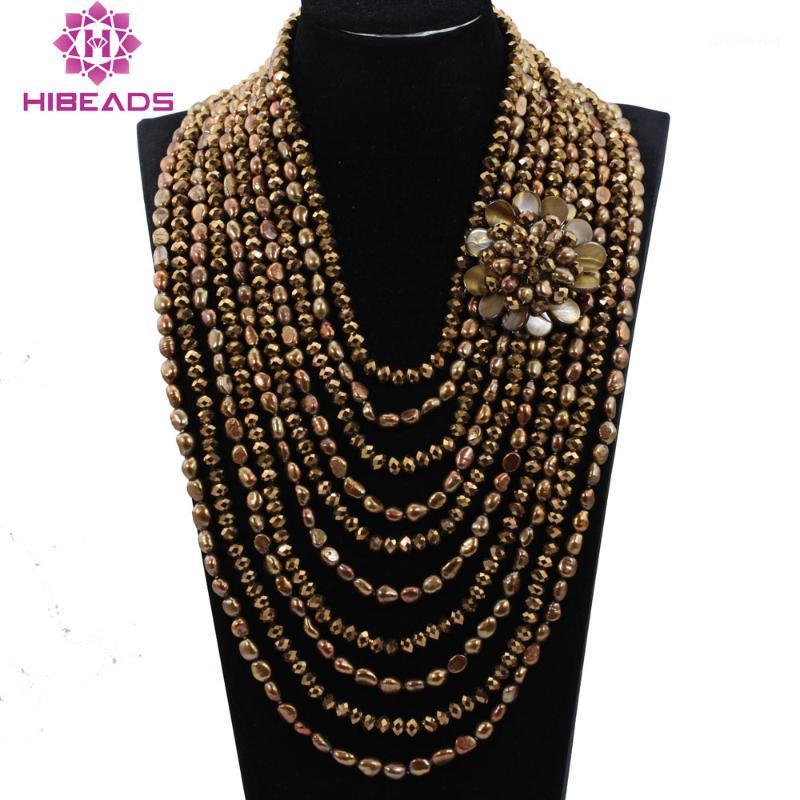 Exclusive Coffee Brown Baroque Pearls Wedding Jewelry 10 Strands And Crystal Bib Necklace Bridal Gift FP186 Chains
Exclusive Coffee Brown Baroque Pearls Wedding Jewelry 10 Strands And Crystal Bib Necklace Bridal Gift FP186 Chains