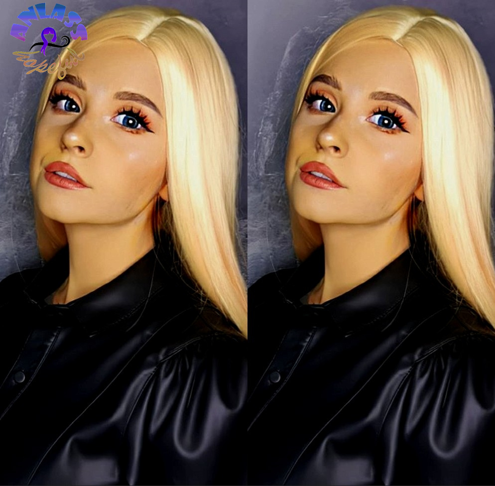 Free shipping 26'' Glueless 613 Honey Blonde Lace Front Synthetic Wigs Middle Part Straight Hair Pre Plucked Heat Resistant Fiber Natural Da