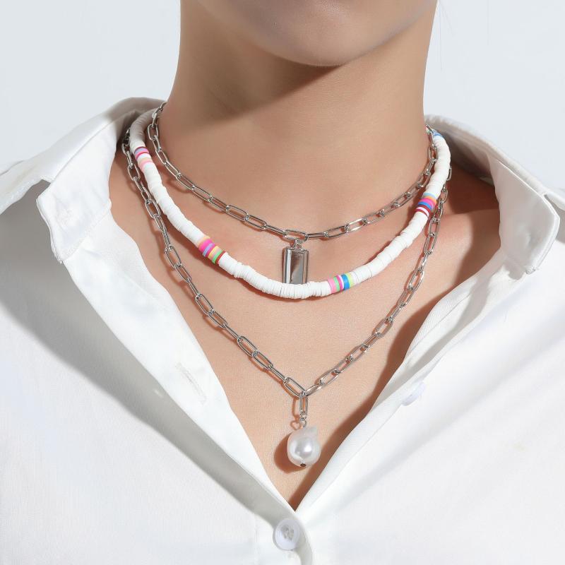 Pendant Necklaces HebeDeer Punk Geometric Square Metal Necklace For Women Fashion Color Soft Ceramic Multilayer Pearl Women's Jewelry
Pendant Necklaces HebeDeer Punk Geometric Square Metal Necklace For Women Fashion Color Soft Ceramic Multilayer Pearl Women's Jewelry
