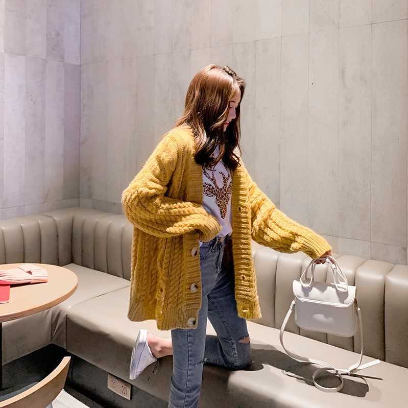 H.SA Sweater Cardigans Women Knit Jacket Vintage Knitwear Borke Hole Basic Coats Knitted Sweater Jumper Single-Breasted Cardigan 210716