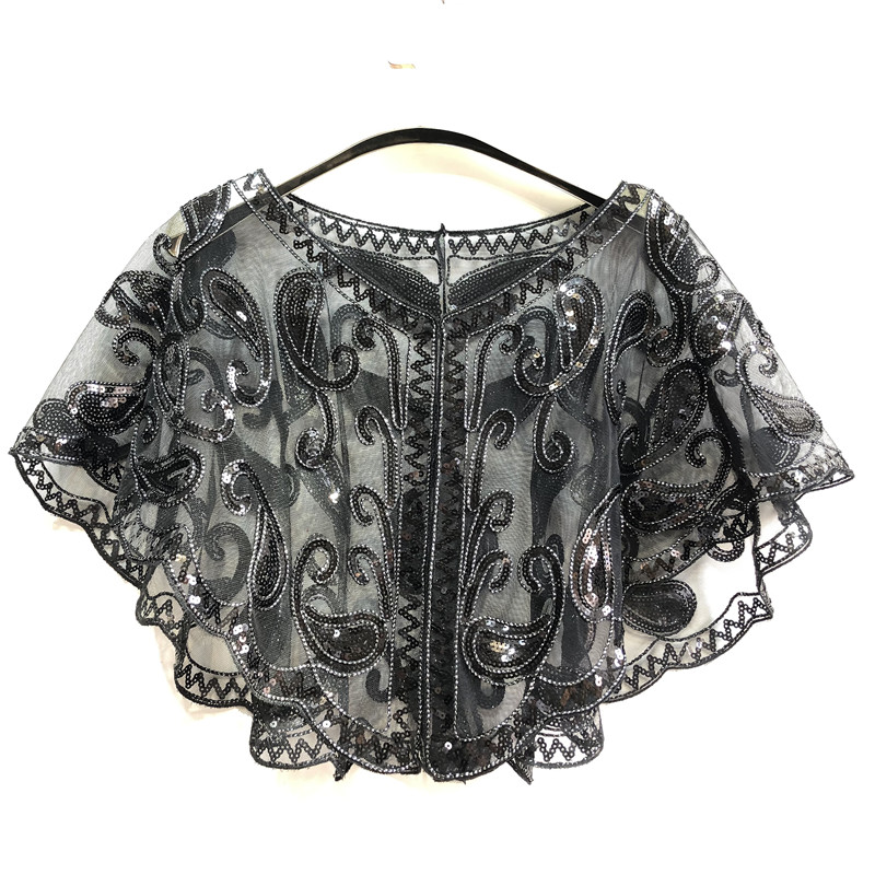 Wraps & Jackets Womens Sequins Shrug Shawl Wedding Dresses Cover Up Flapper Cape Ladies Beaded Shawls Evening Party Bridal