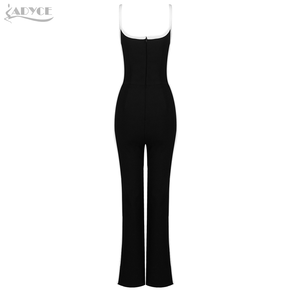 Summer Women V Neck Spaghetti Strap Bandage Jumpsuits Sexy Sleeveless & Pants Club Party Long Bodycon 210423