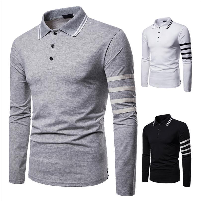 spring fashion pure color sleeve mens polo white belt stitching flip collar long, White;black
spring fashion pure color sleeve mens polo white belt stitching flip collar long, White;black