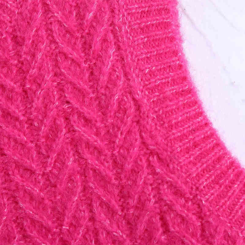 PUWD Casual Woman Rose Red Soft Slim Knitted Vest Spring Fashion Ladies Crochet Sleeveless Tops Girls Sweet Cute Sweaters 210524