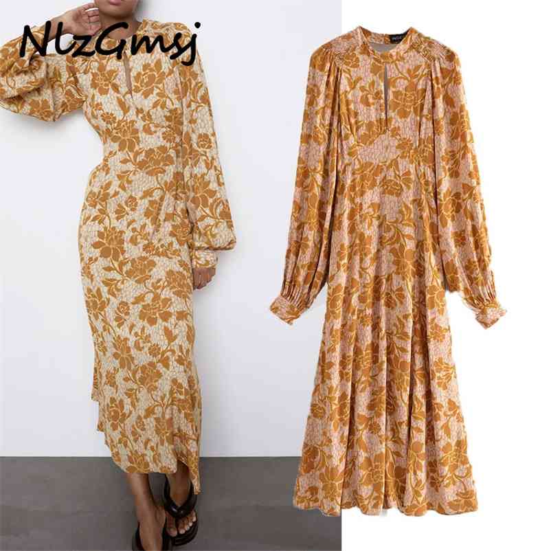 Dres Summer Vintage Printed Midi Woman Long Sleeve Halter es Party Elegant Robe Femme 03 210628, As picture 
Dres Summer Vintage Printed Midi Woman Long Sleeve Halter es Party Elegant Robe Femme 03 210628, As picture