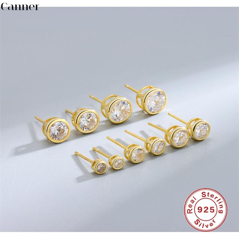Stud CANNER 2pc 925 Sterling Silver 3/4/5/6/8mm Crystal Zircon Earrings For Women Round Bezel Piercing Studs Fine Jewelry, Golden;silver
Stud CANNER 2pc 925 Sterling Silver 3/4/5/6/8mm Crystal Zircon Earrings For Women Round Bezel Piercing Studs Fine Jewelry, Golden;silver