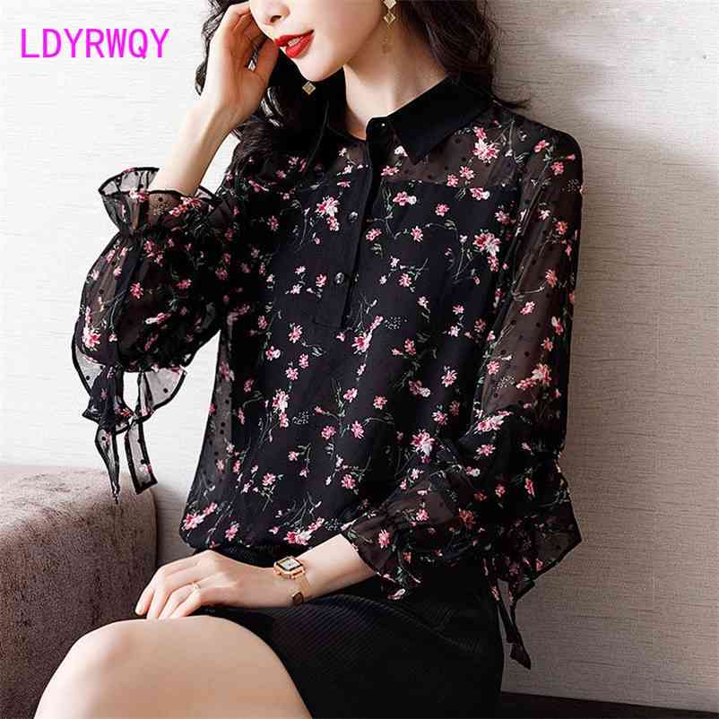 LDYRWQY fashion top women's chiffon shirt slimming French loose belly covering floral Office Lady Regular 210603, Blue
LDYRWQY fashion top women's chiffon shirt slimming French loose belly covering floral Office Lady Regular 210603, Blue