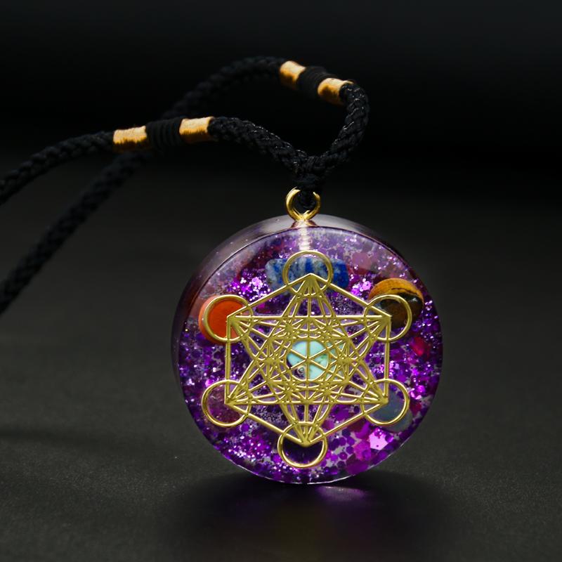Pendant Necklaces 7 Chakra Natural Crystal Metatron Cube Necklace Gems Purple Paillette Resin Reiki Healing Yoga Meditation Jewelry Gift
Pendant Necklaces 7 Chakra Natural Crystal Metatron Cube Necklace Gems Purple Paillette Resin Reiki Healing Yoga Meditation Jewelry Gift