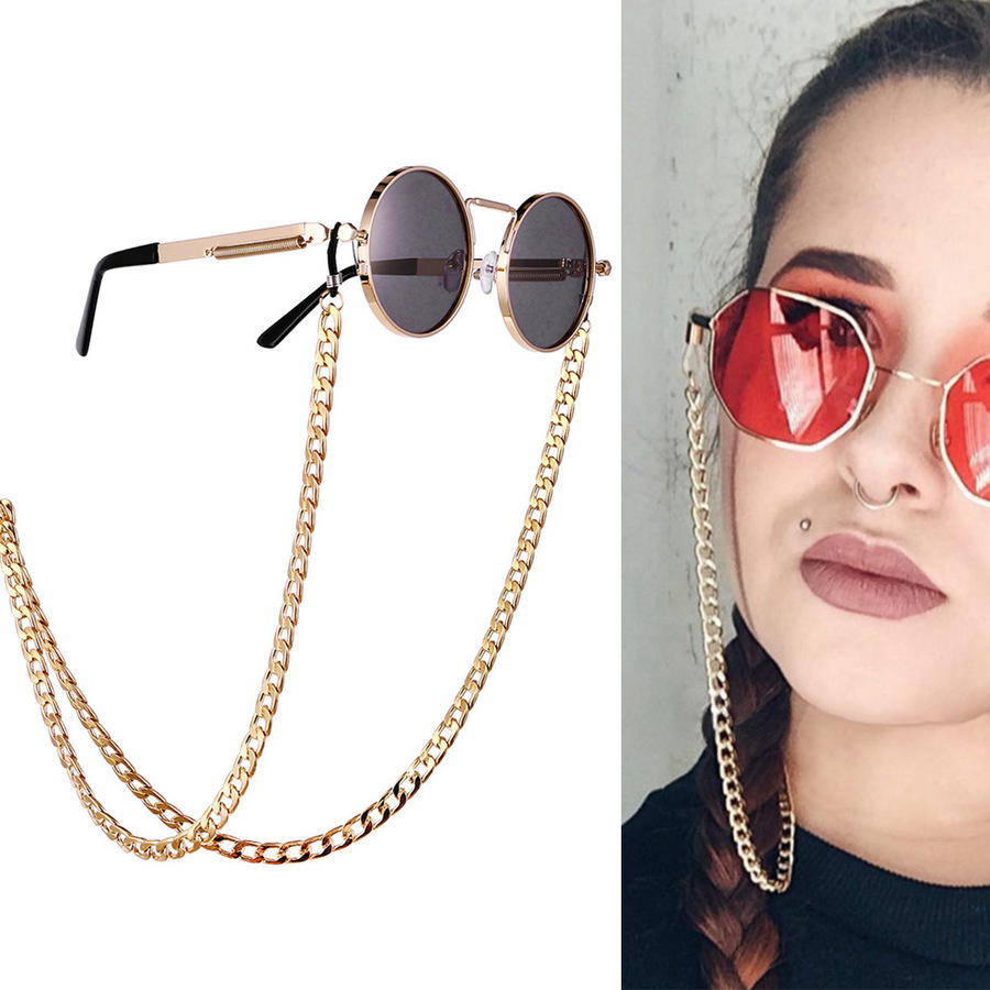 Bz1324 ins hip hop style glasses chain mask rope chain bold gold exaggerated glasses chain