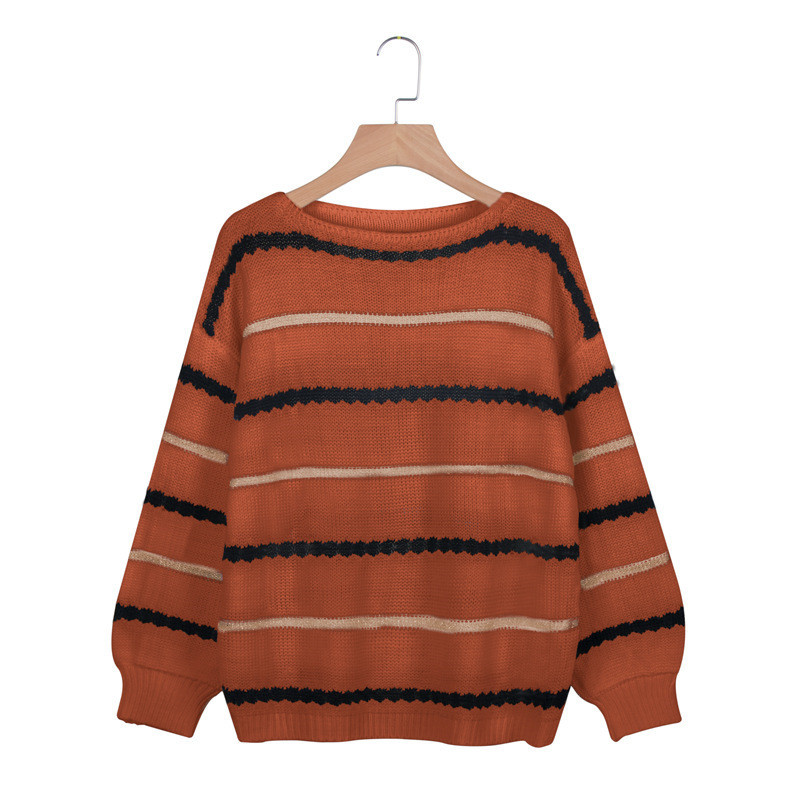 Winter Sweater Women Plus Size Knitted Warm Cashmere striped Chunky Casual Jumper Korean Batwing Long Sleeve Pullovers 210428