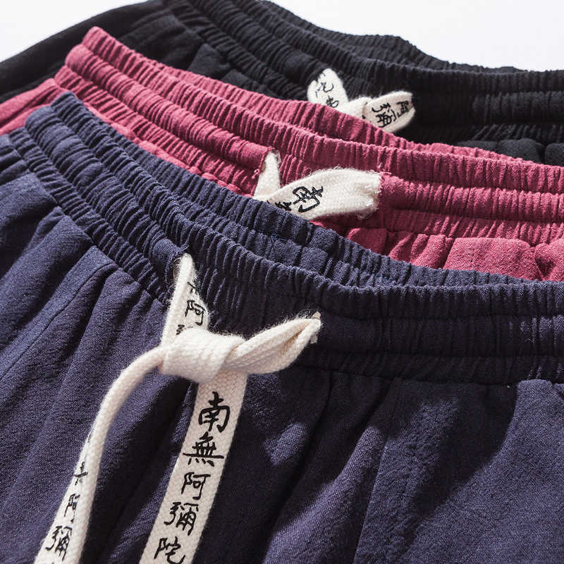 2021 Cotton Linen Jogger Pants Men Streetwear Casual Harem Pants Men Trouser Summer Harem Pants Oversized Men's Clothing Y0811