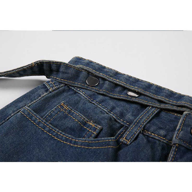 High Waist Women Ripped Jeans Streetwear Causal Straight Summer Fashion Long Pants Baggy Blue Versatile Denim Trouser 210922