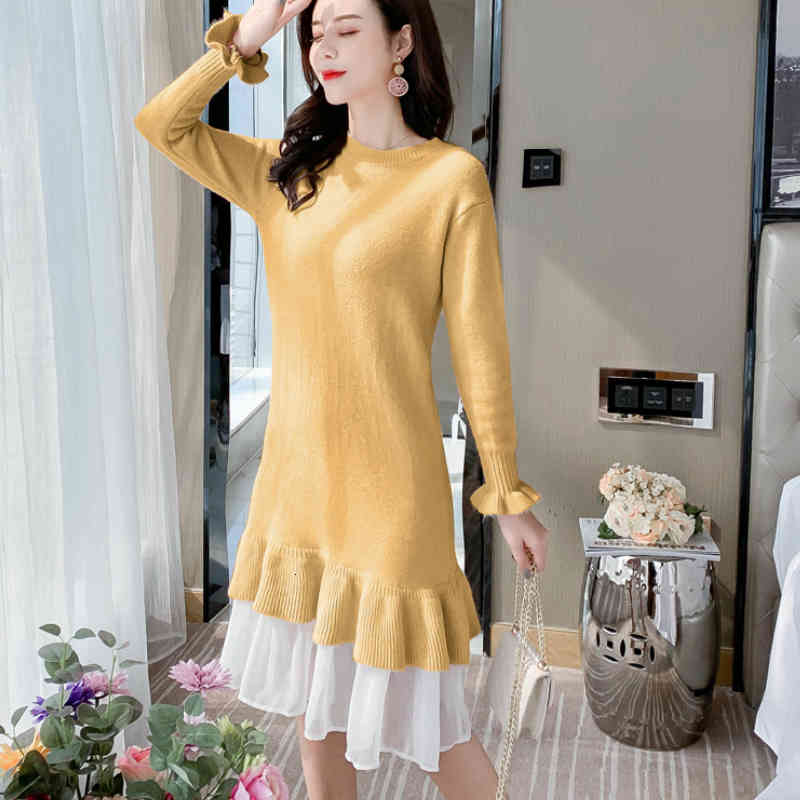 Casual Dresses Winter Women Knitted Sweater Thick Voile Ruffles Hem Long Sleeves Ladies Urban Knee-length Solid Female Oversize YR, Blue
Casual Dresses Winter Women Knitted Sweater Thick Voile Ruffles Hem Long Sleeves Ladies Urban Knee-length Solid Female Oversize YR, Blue