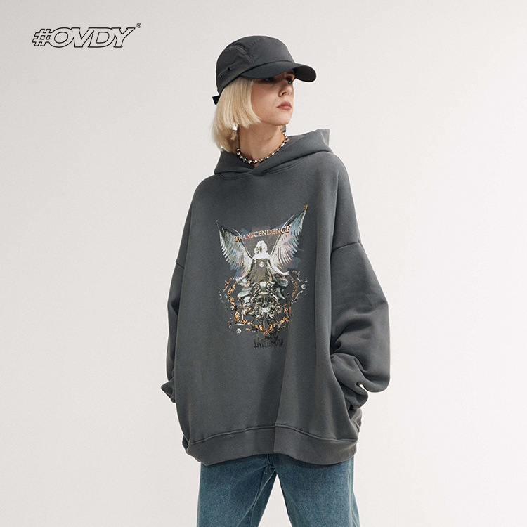 wxwovdy autumn winter new american high street dark angel print oversize hooded plush sweater, Black
wxwovdy autumn winter new american high street dark angel print oversize hooded plush sweater, Black